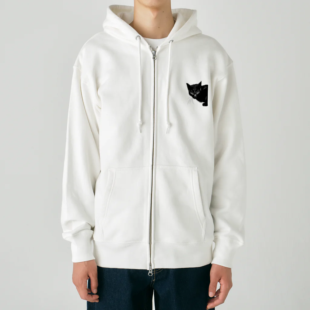 小鳥と映画館のカッコよく覗きに来た黒猫 Heavyweight Zip Hoodie