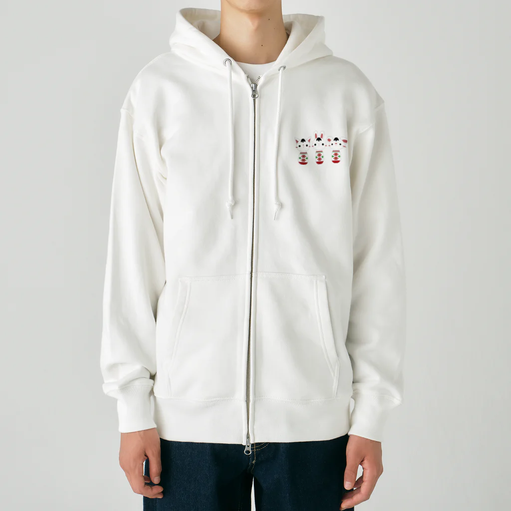 *NAGI*（ナギ）の可愛い動物こけしトリオ Heavyweight Zip Hoodie