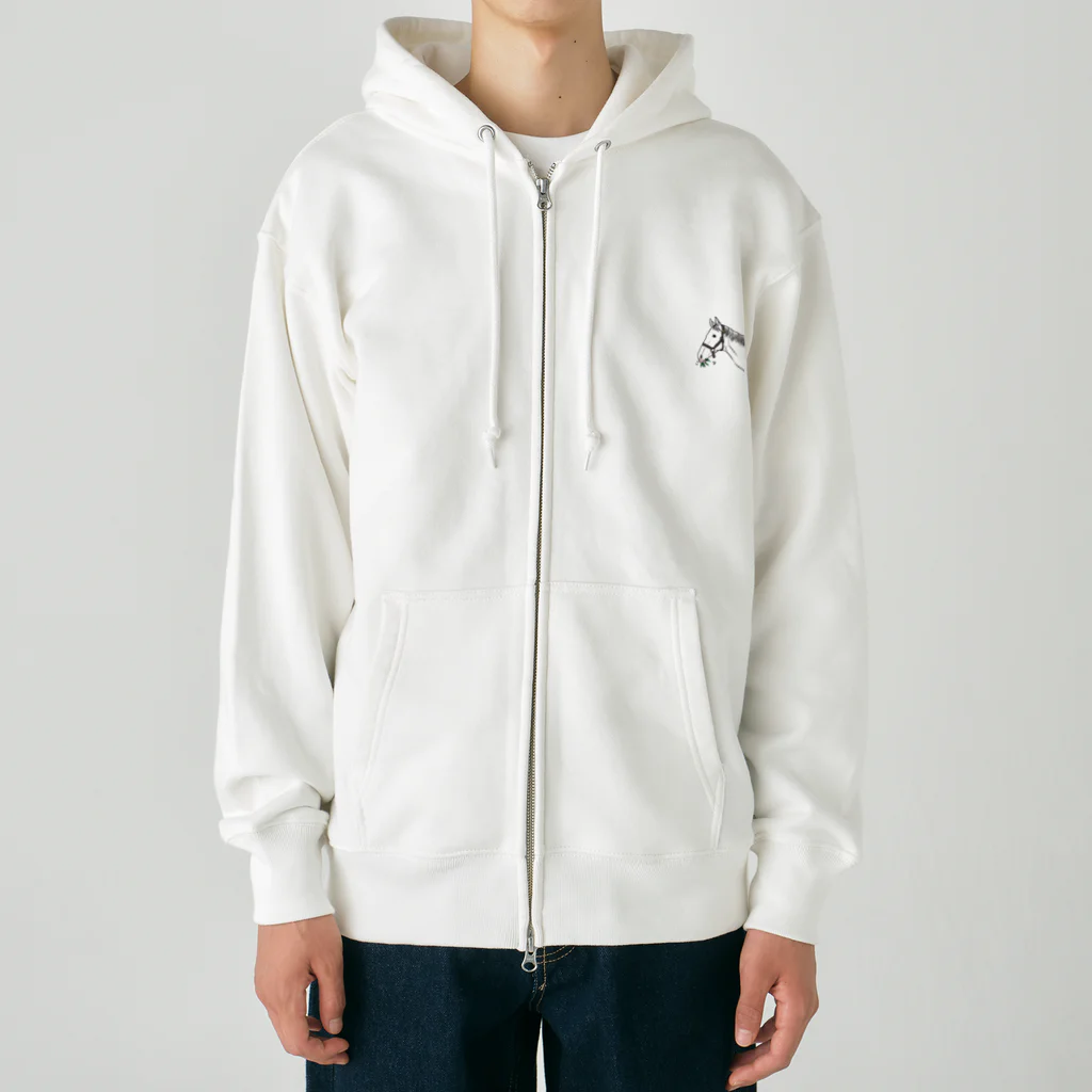 ユルークうーまショップのあし毛のモグモグ馬 Heavyweight Zip Hoodie