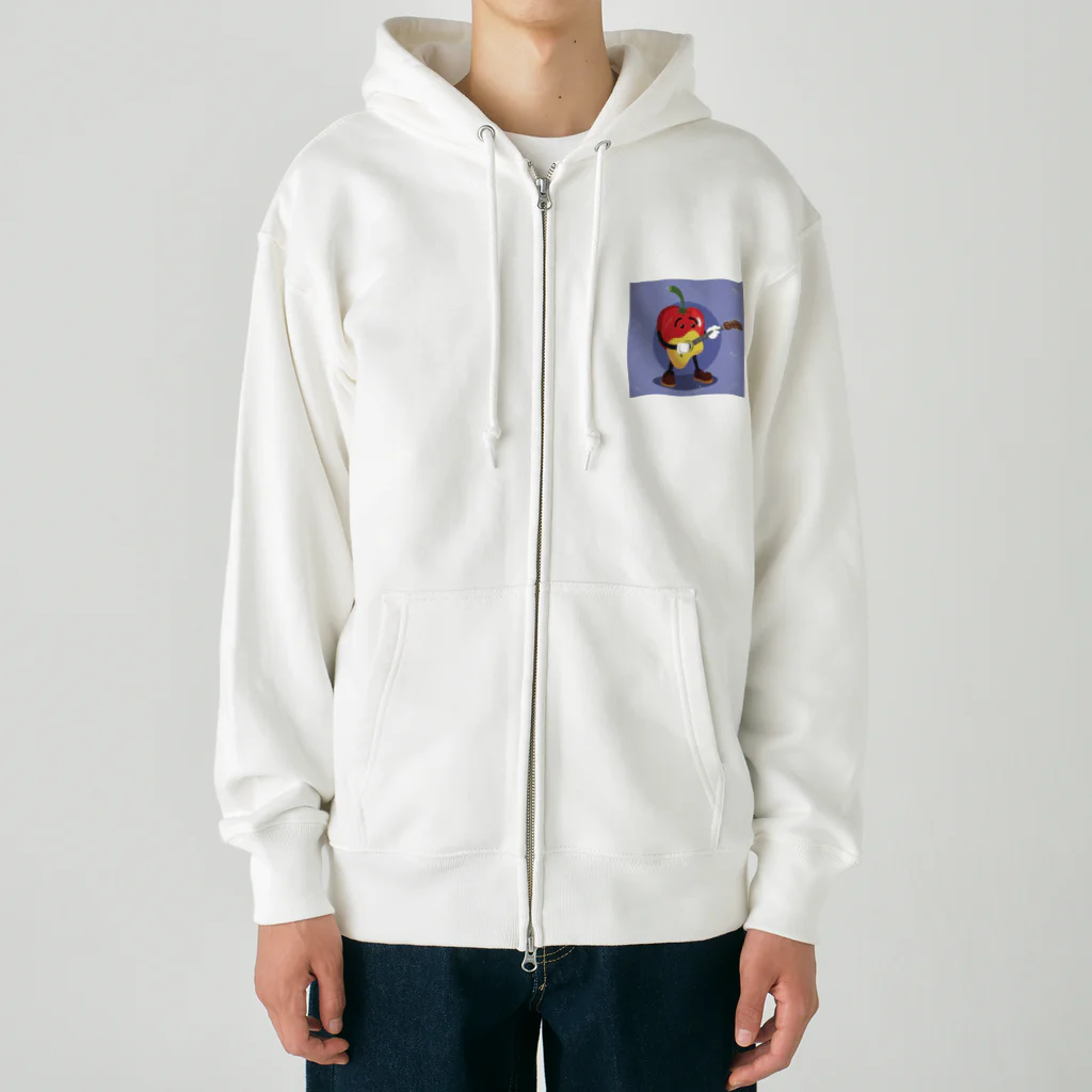 satomatoのイラストのギターを弾くトマトくん Heavyweight Zip Hoodie