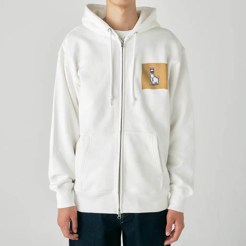 デザインショップ guccyのサングラスをかけたアルパカ Heavyweight Zip Hoodie