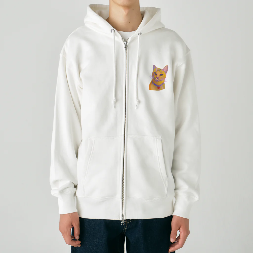 ネコフスキの鮮やかな凛々しい猫さんのイラストグッズ Heavyweight Zip Hoodie