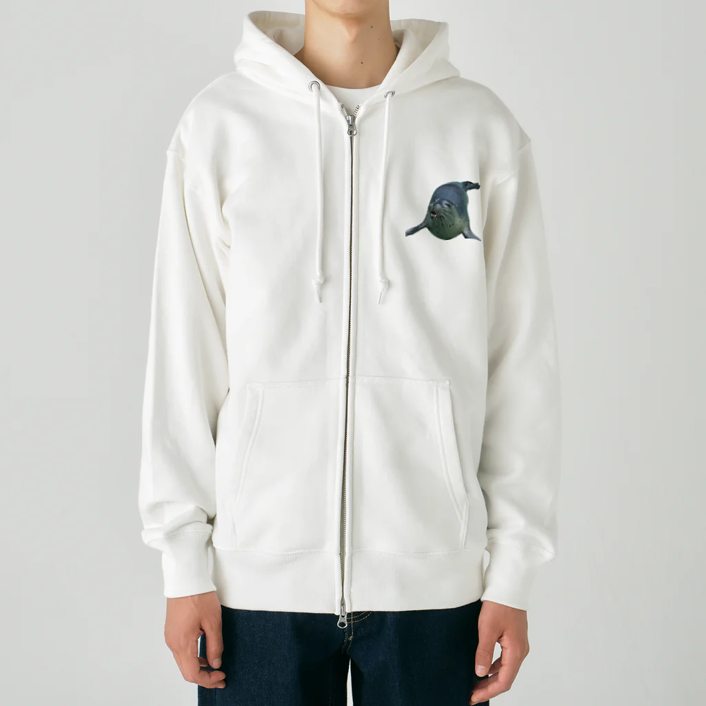 tmy_fの水族館の生き物（愛しのゴマちゃん） Heavyweight Zip Hoodie