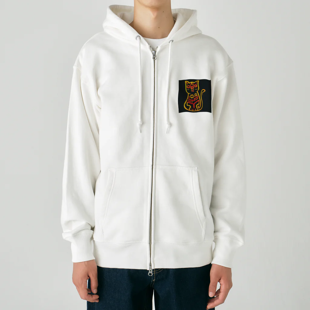 ikubohのナスカの地上絵「ネコ」インスパイア3 Heavyweight Zip Hoodie