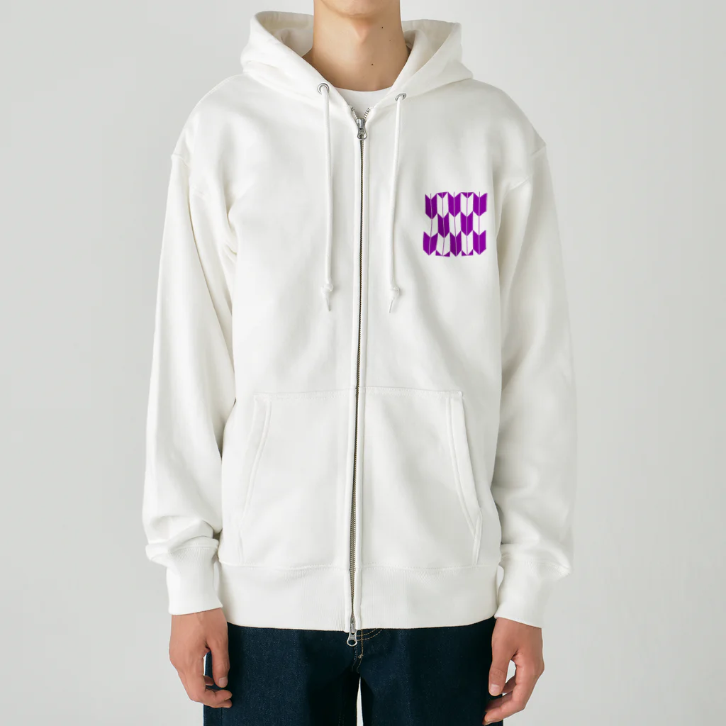 あかずきん工房の矢絣　四角　和柄 Heavyweight Zip Hoodie