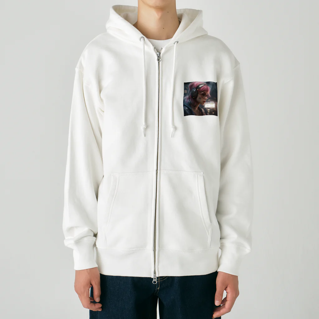 SONESONEのサイバーパンクシティの少女２ Heavyweight Zip Hoodie