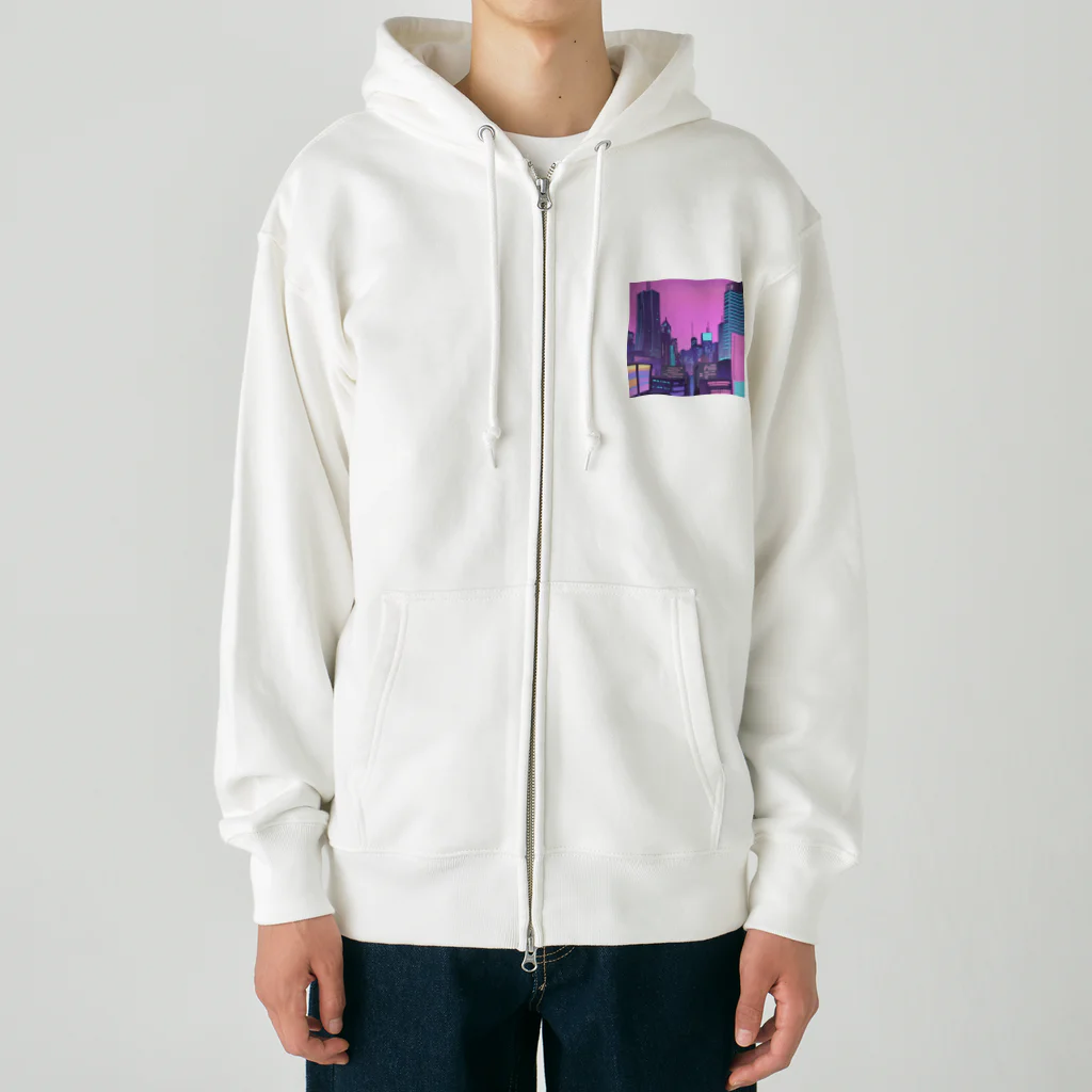 LEONのネオンな街並み Heavyweight Zip Hoodie