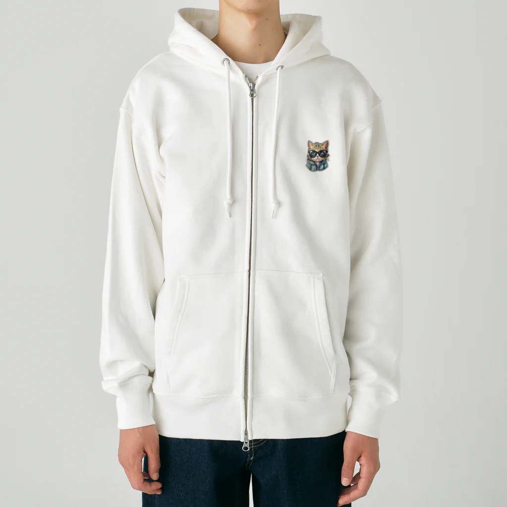 R-KAMIのサングラス猫2 Heavyweight Zip Hoodie