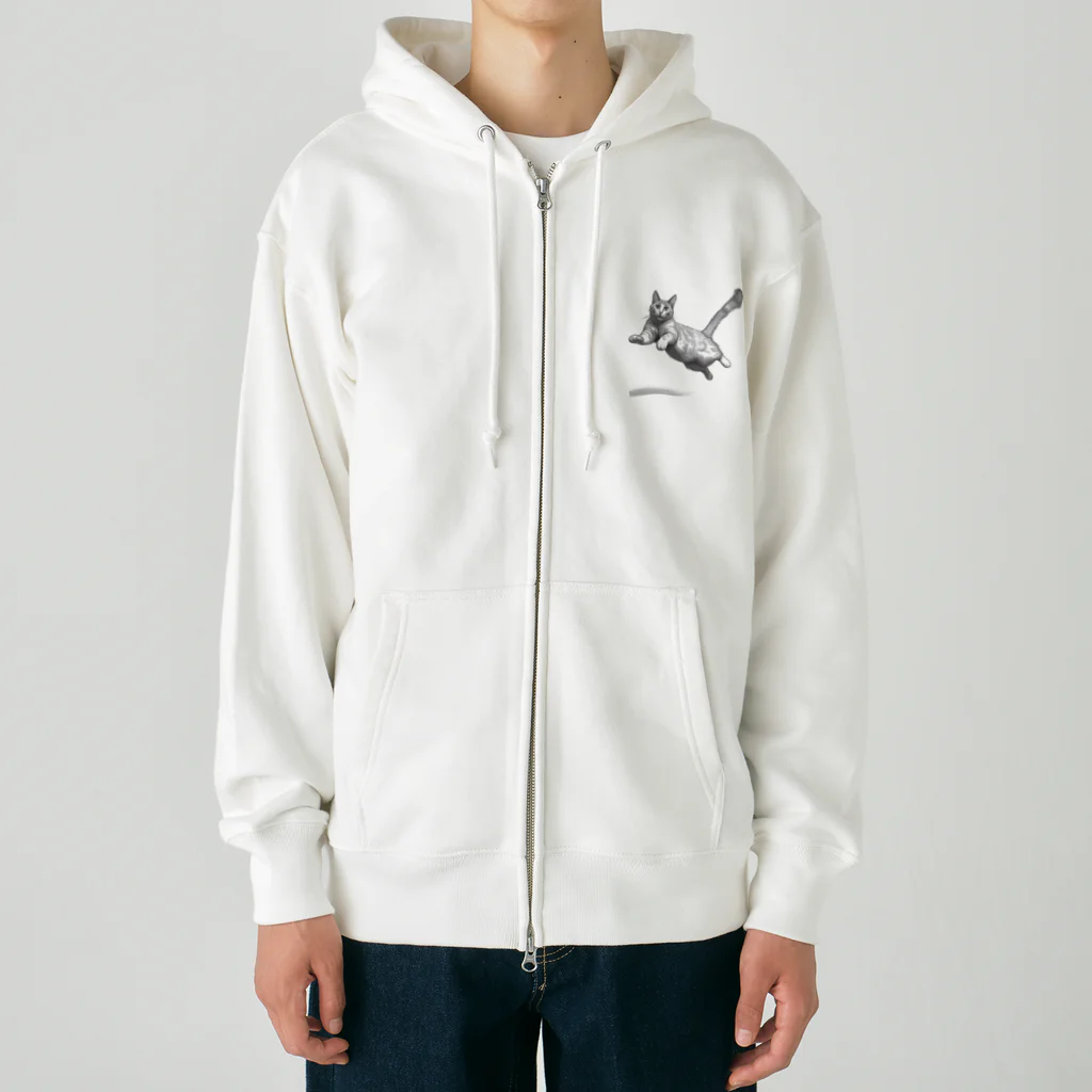 Shop Quonの跳ね猫 Heavyweight Zip Hoodie