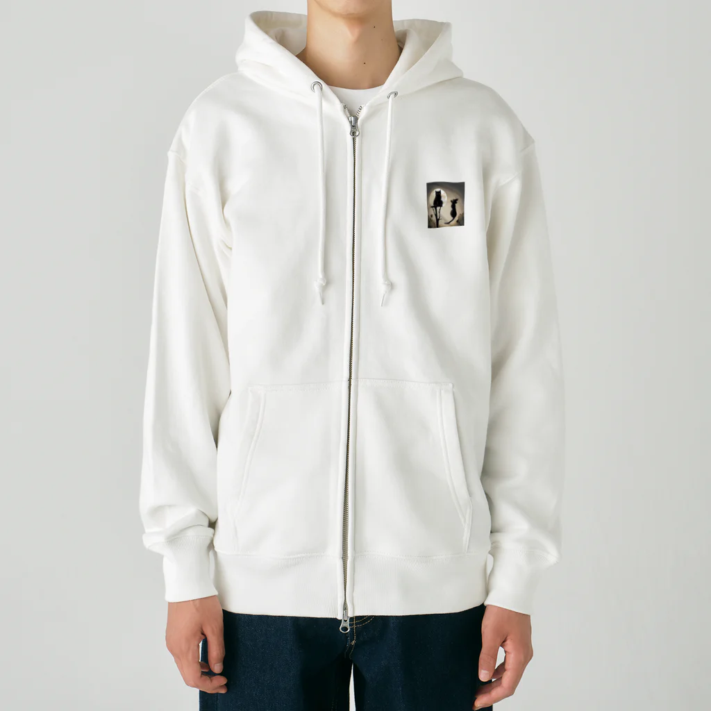 YOKAZE KASUMIの月夜が背景のクールな猫！ Heavyweight Zip Hoodie