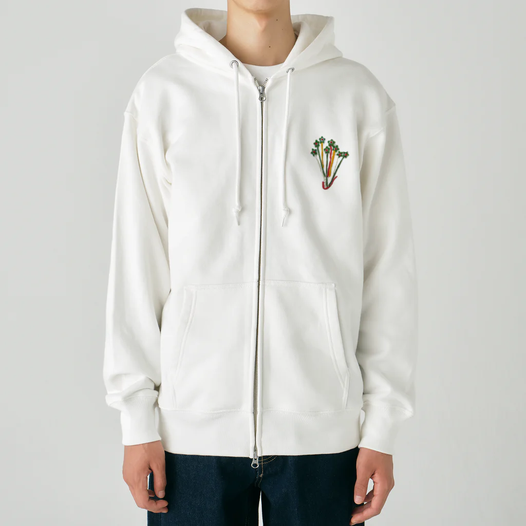 こどもと私の絵や粘土の花瓶に入った星の花 Heavyweight Zip Hoodie