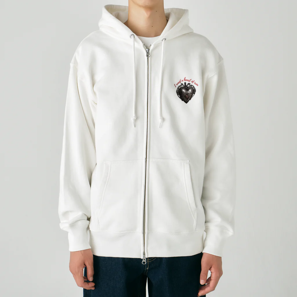 Love and peace to allの鉄の心臓が欲しい Heavyweight Zip Hoodie