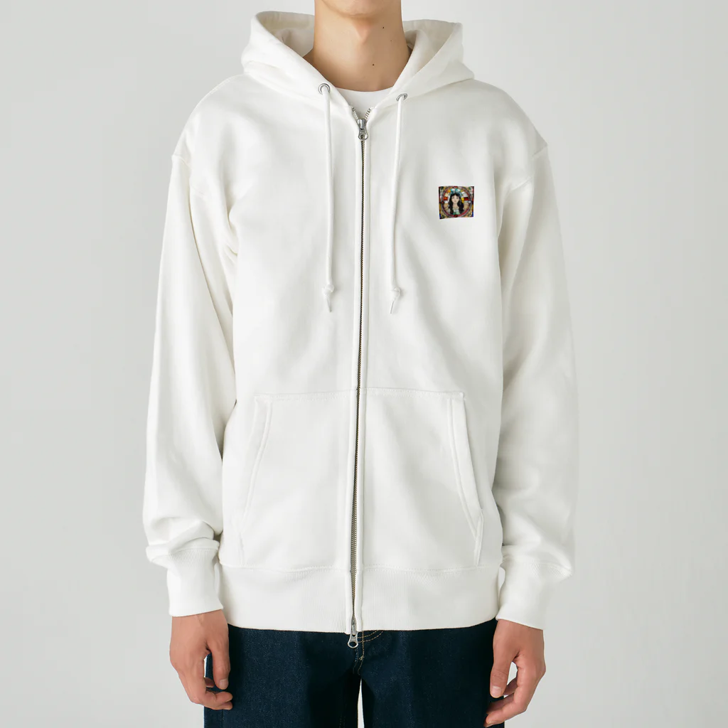 coron72のステンドグラス【黒髪女子】 Heavyweight Zip Hoodie