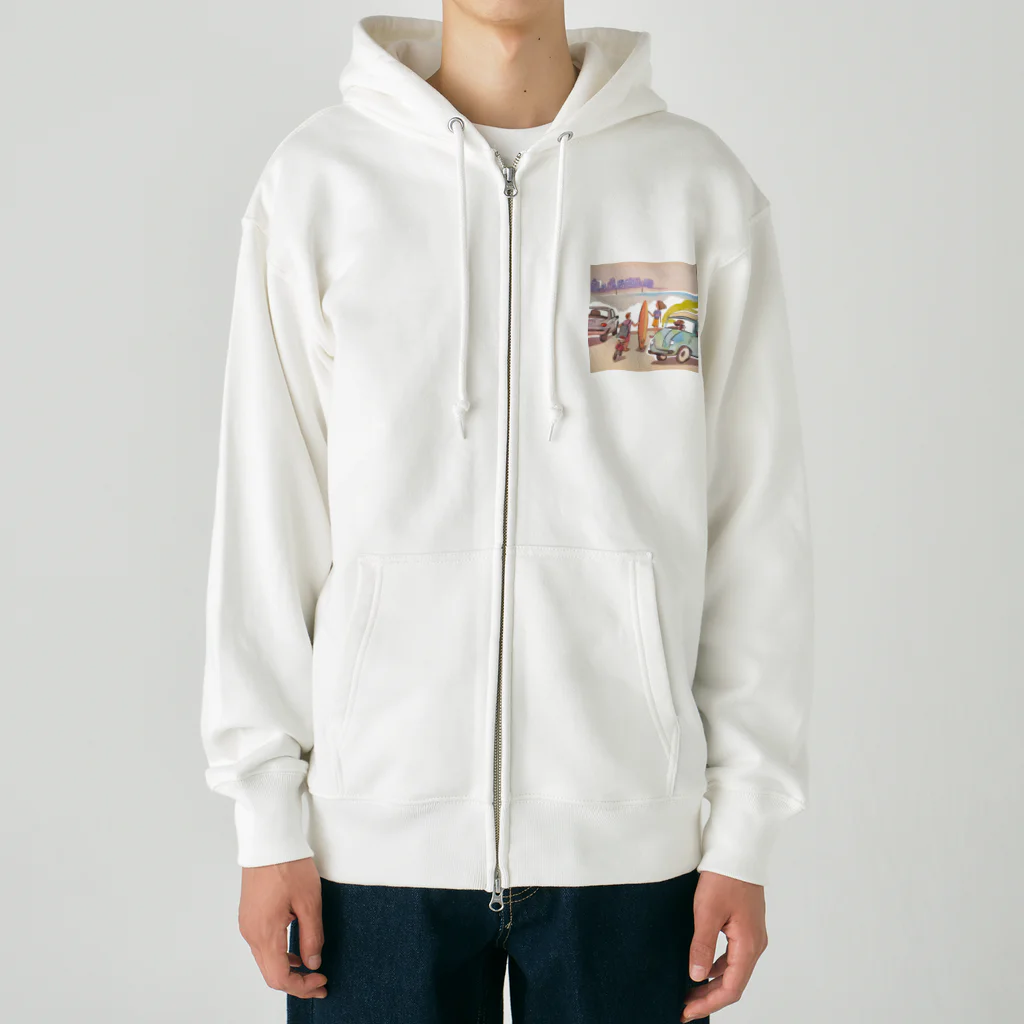 kj369の海辺のサーファーたち Heavyweight Zip Hoodie