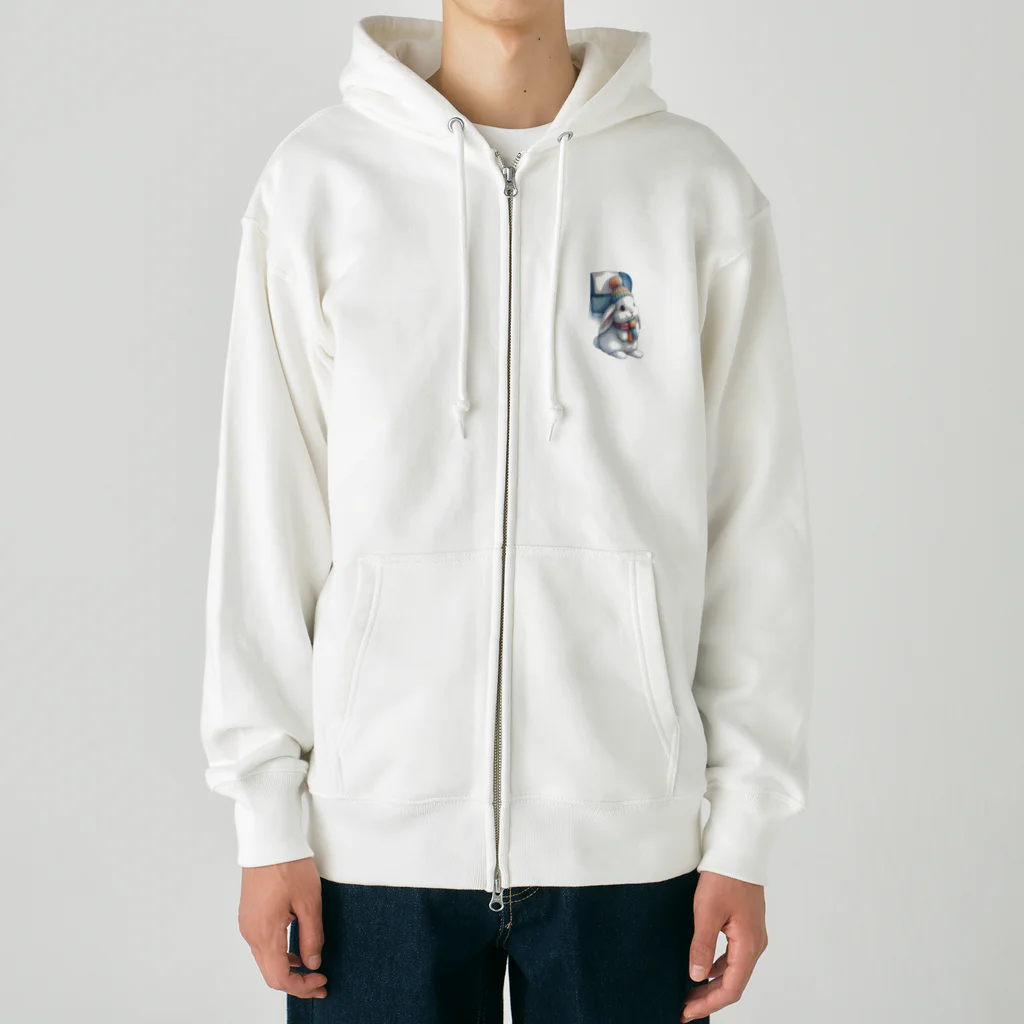 Shiba_IncのSitting rabbit（座るウサギ） Heavyweight Zip Hoodie