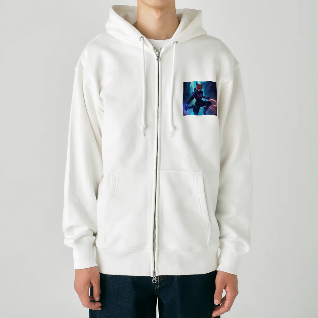 ZZRR12のメカニカル・キツネの都市探索」: "Mechanical Urban Fox Exploration" Heavyweight Zip Hoodie