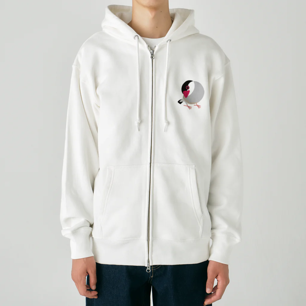 ほほらら工房 SUZURI支店の首をかしげる桜文鳥 Heavyweight Zip Hoodie