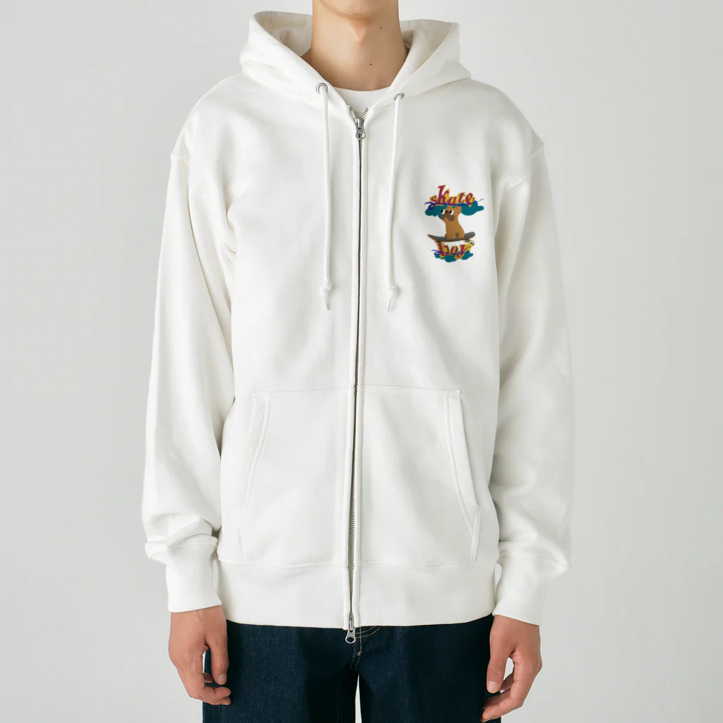 sloth_giraffeのスケートボードするワンコ Heavyweight Zip Hoodie