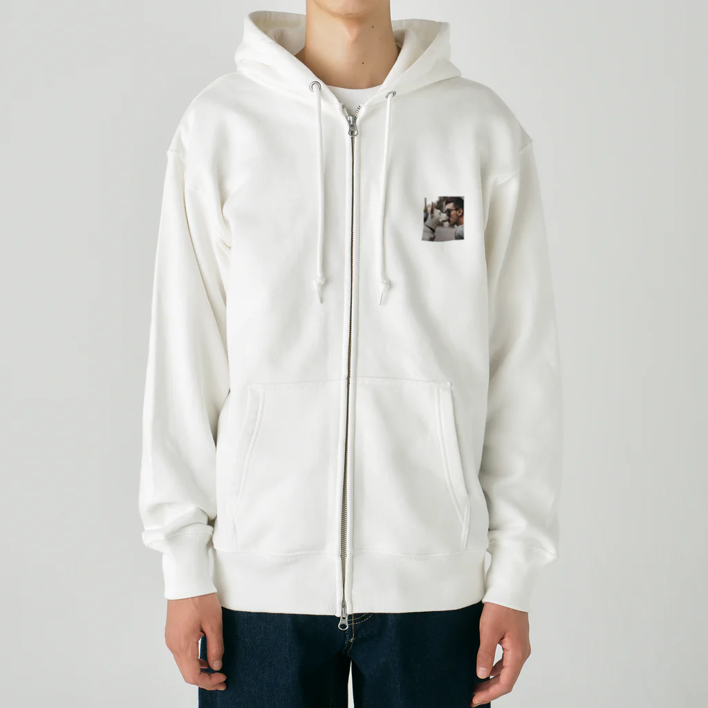 ma114のキスする犬グッズ Heavyweight Zip Hoodie
