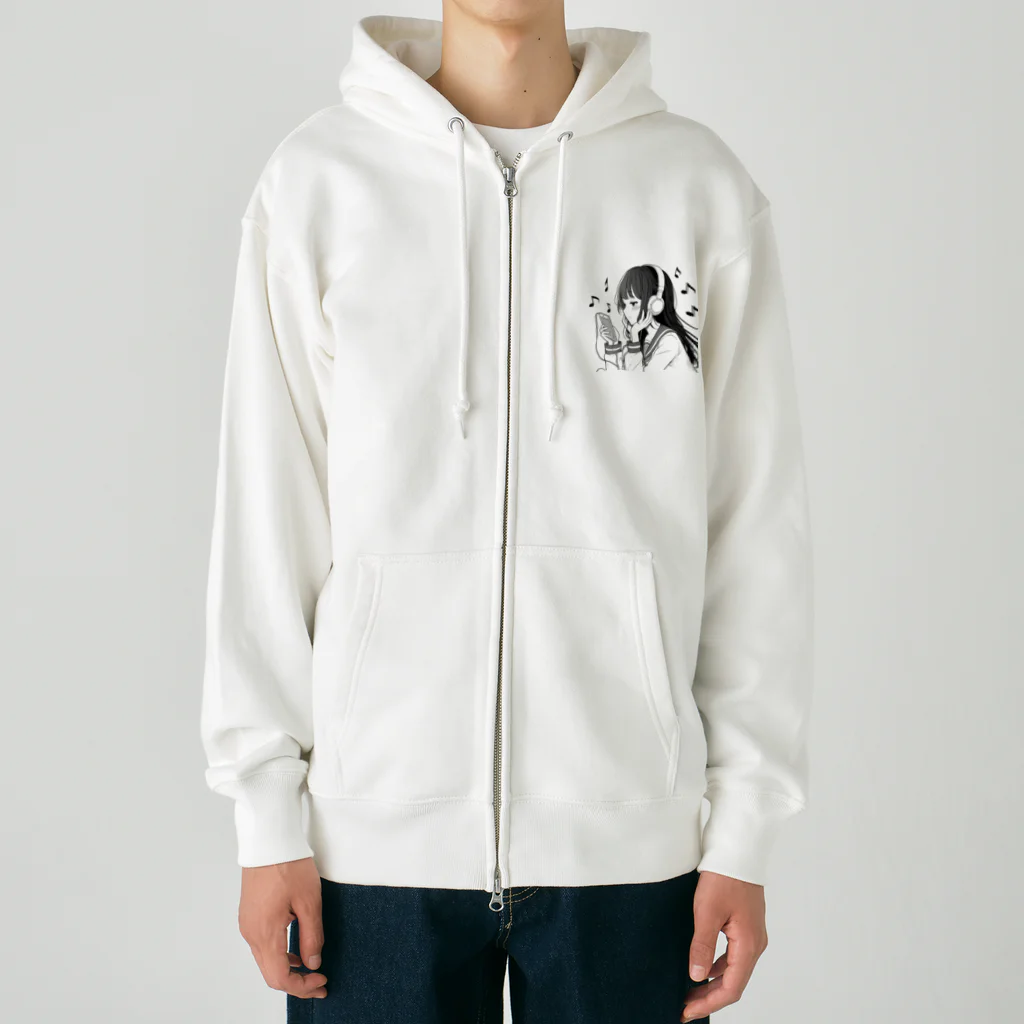 kibou0304の音楽を聴く女の子 Heavyweight Zip Hoodie