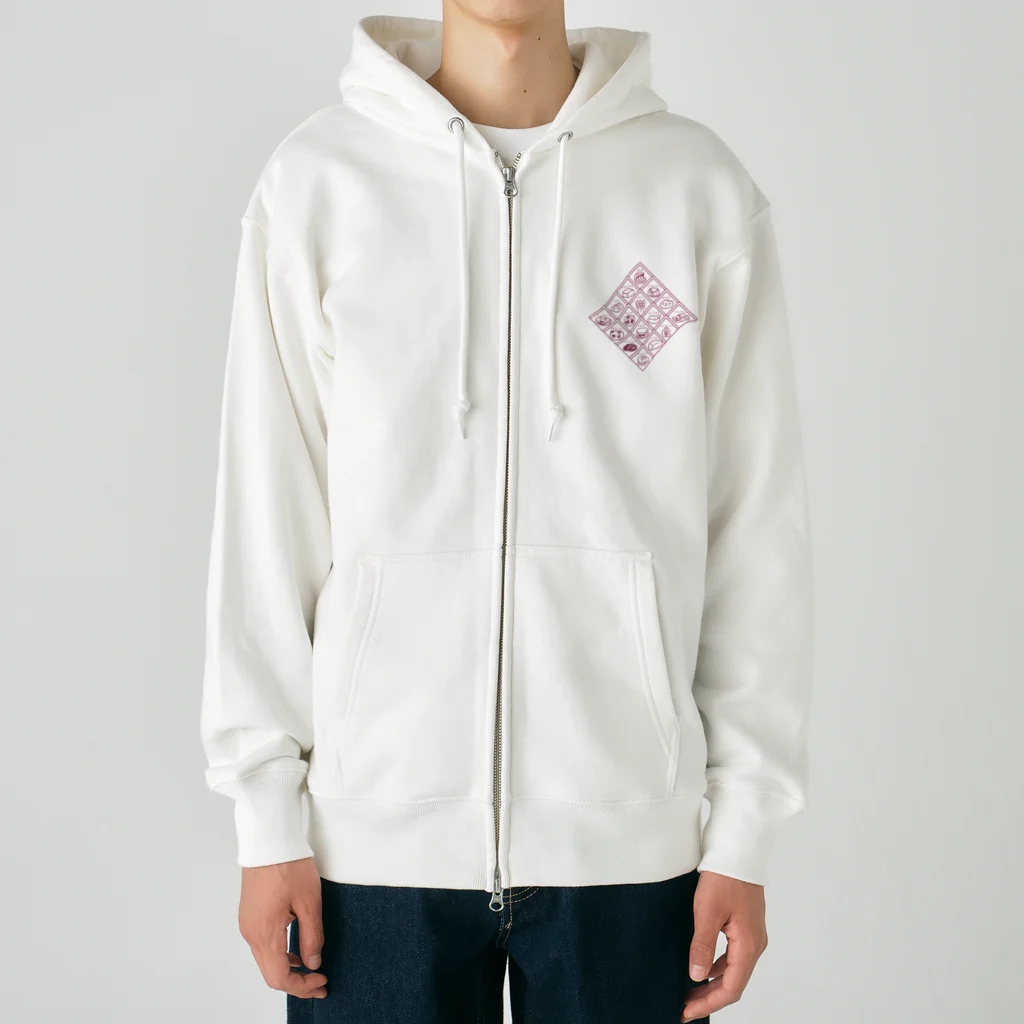 ANKO PRODUCTの和スイーツ井桁仕切 紫 Heavyweight Zip Hoodie