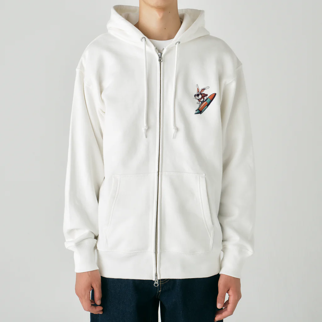 ロケットうさぎのロケットうさぎ　ミッション遂行 Heavyweight Zip Hoodie