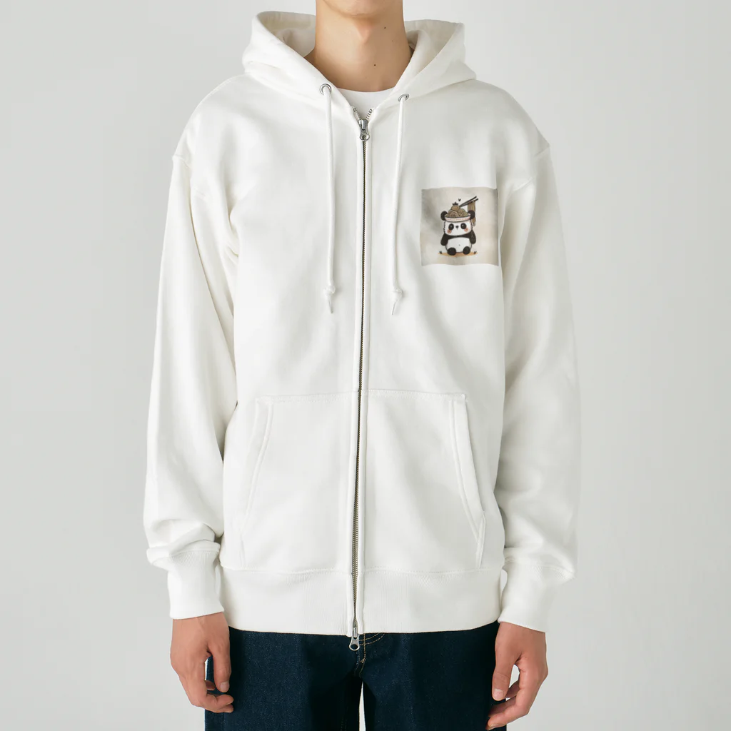 もぐふわアニマルズのふわふわパンダのラーメンワンダーランド Heavyweight Zip Hoodie