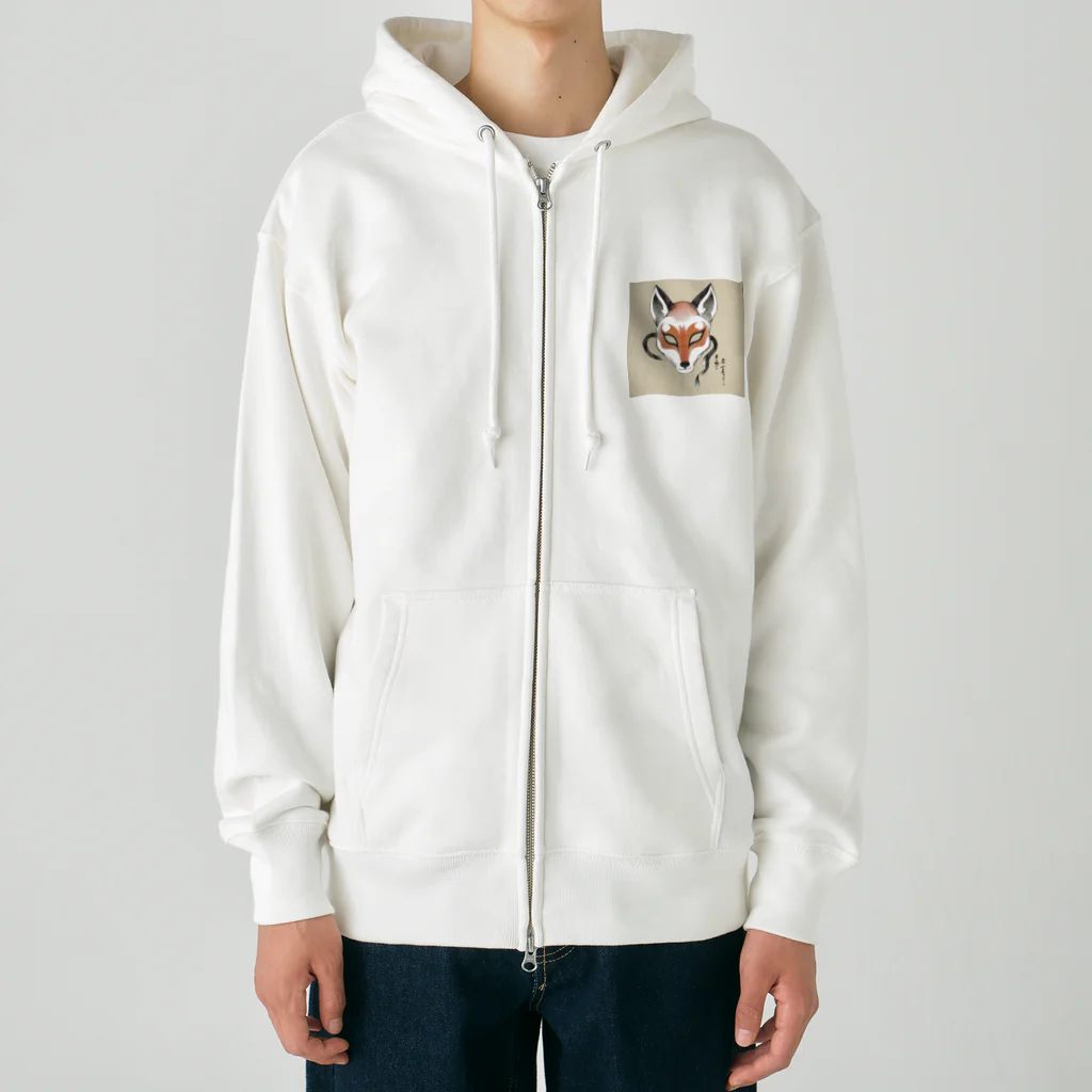 bigbamboofamilyの狐　お面　その七 Heavyweight Zip Hoodie