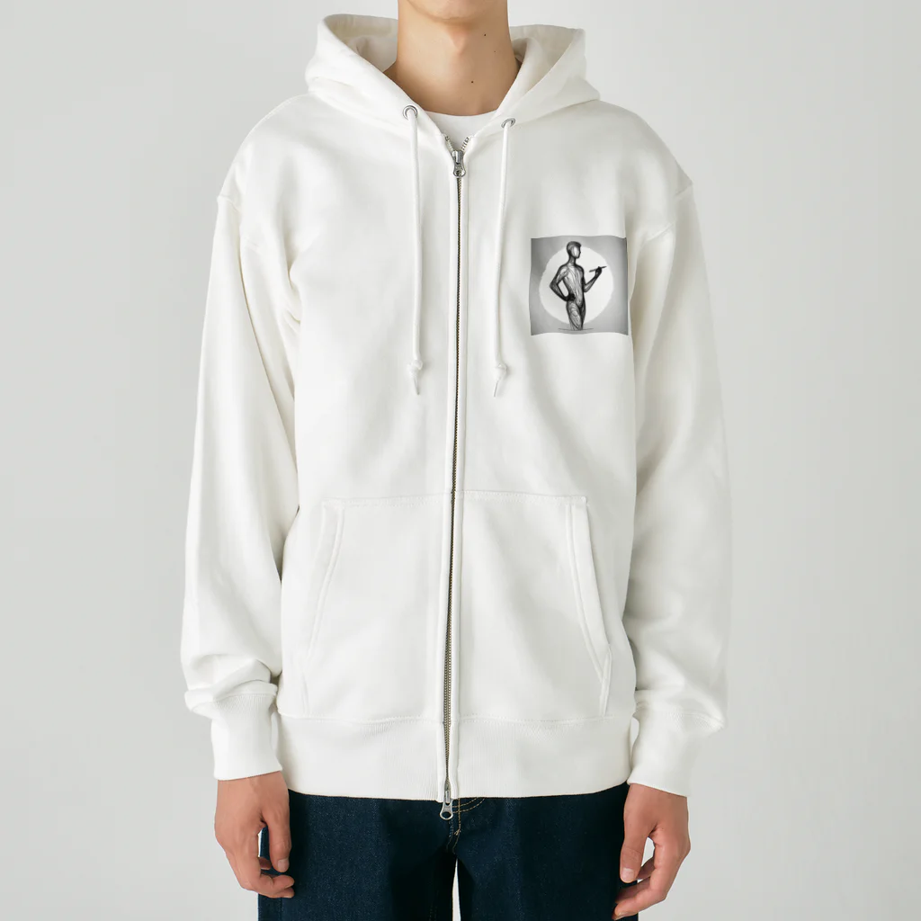 Schiele_sarieriの線画の人 Heavyweight Zip Hoodie