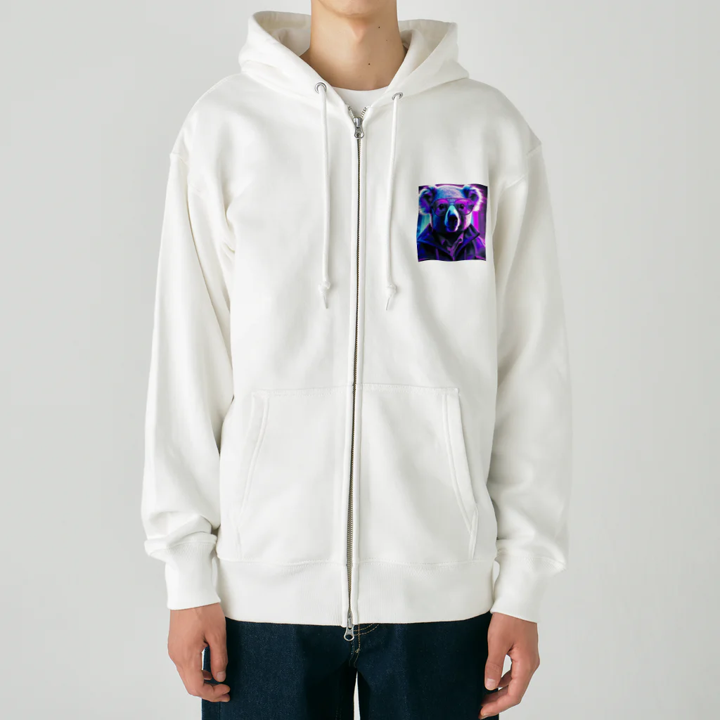 ゴーラッキーサンのリアルな眼鏡コアラ Heavyweight Zip Hoodie