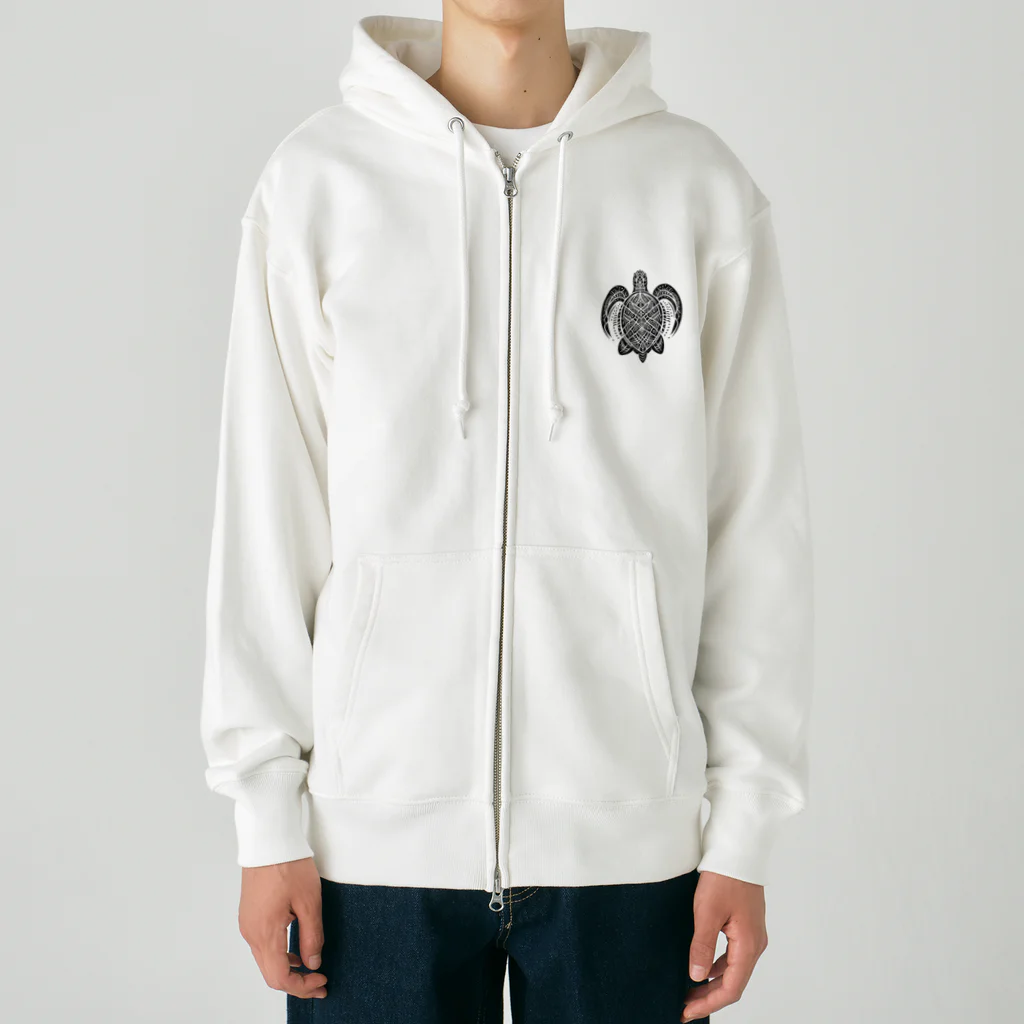 MYoshiのトライバル柄　亀 Heavyweight Zip Hoodie