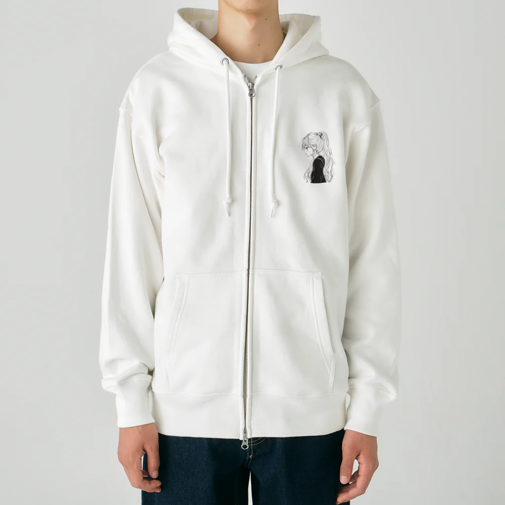 ニャン丸の横顔のときめき Heavyweight Zip Hoodie