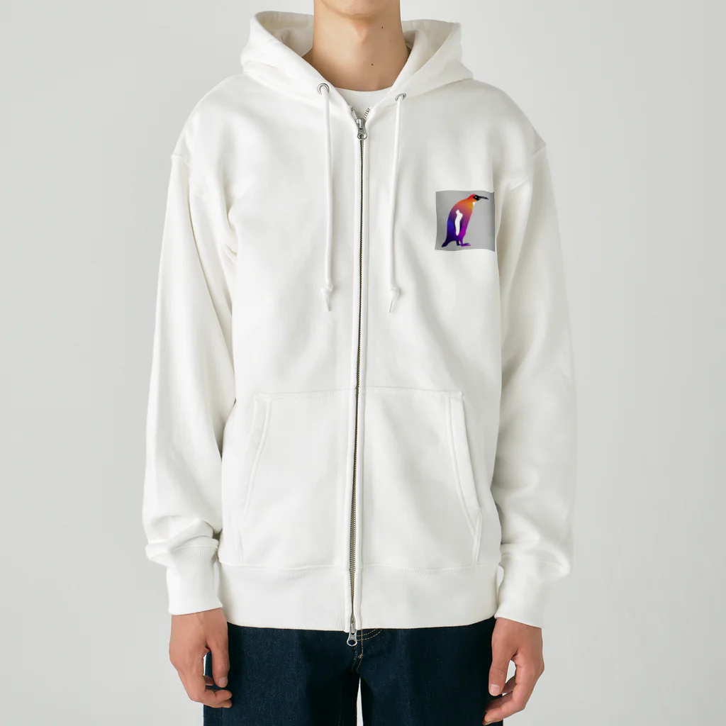 mirinconixの紫からオレンジのグラデーションのペンギン Heavyweight Zip Hoodie