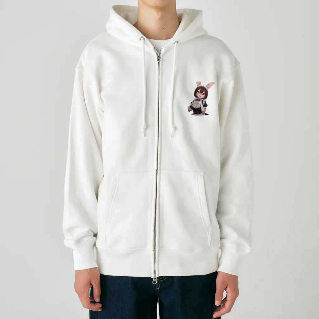 もけもけモンモンのウサギの女の子　メイド　ケモナー　ネザーランドドワーフ Heavyweight Zip Hoodie