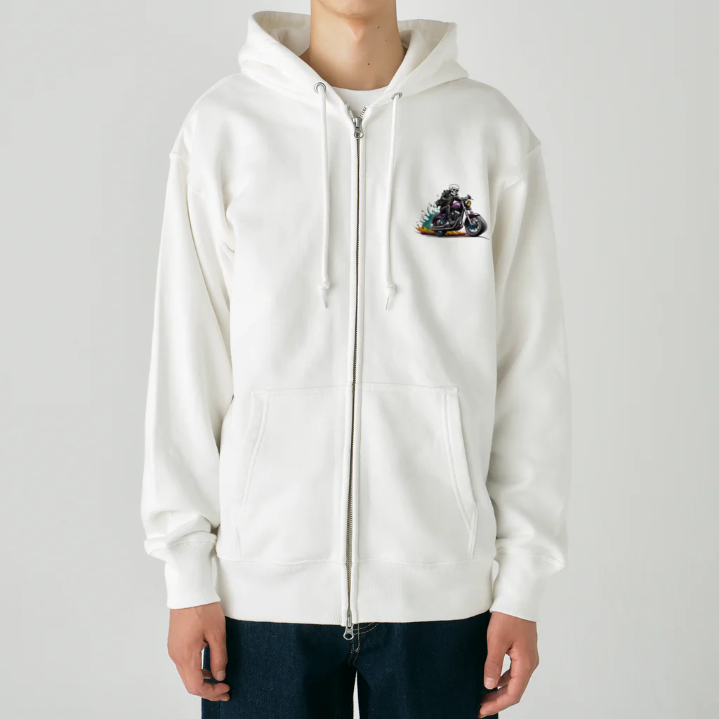 shime_savaのベタなスカルライダー Heavyweight Zip Hoodie