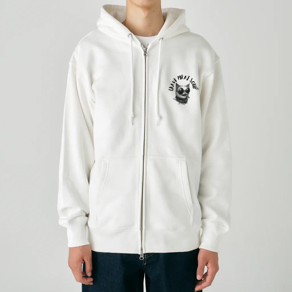 CRAVE MEAT SOUPの#drunk cat Heavyweight Zip Hoodie