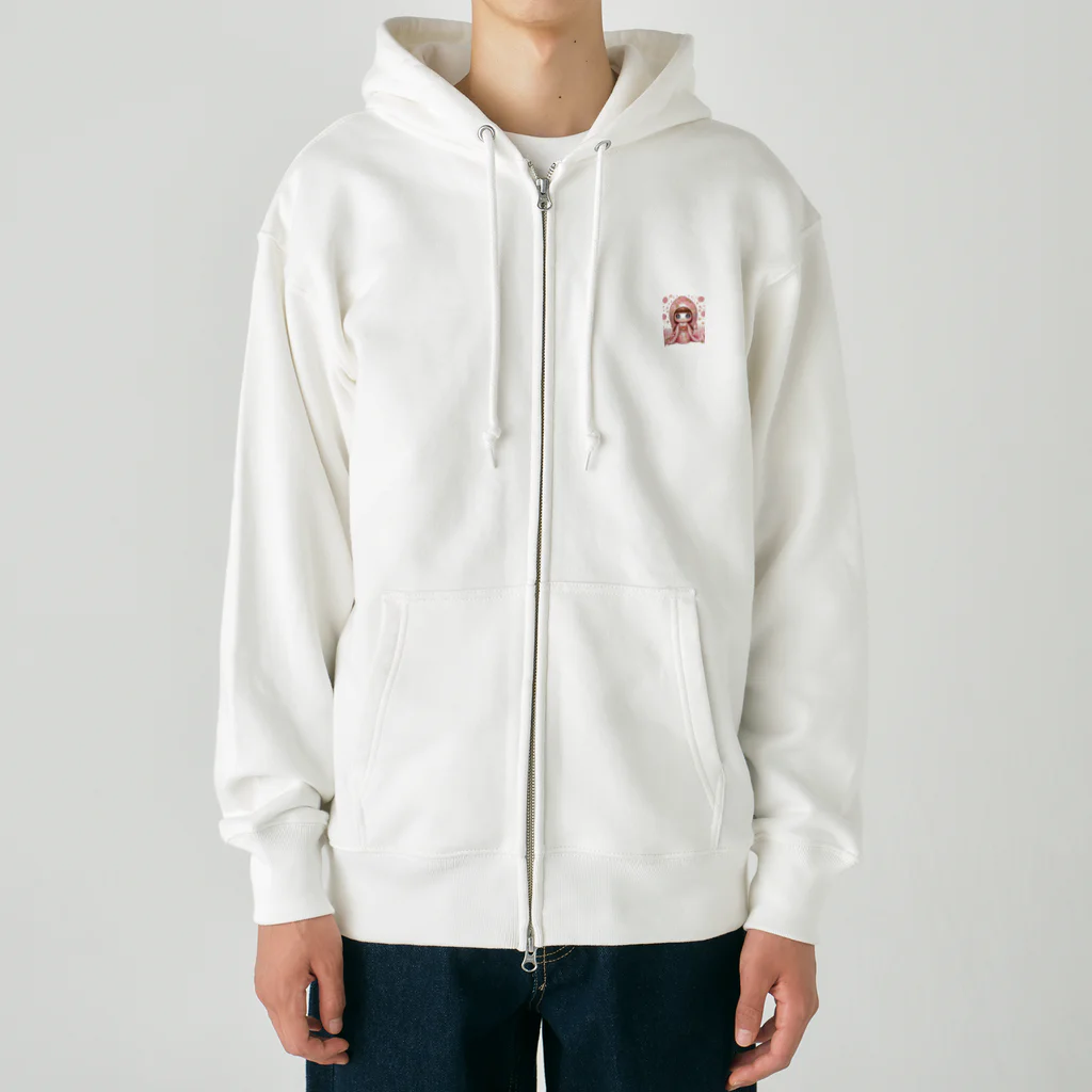 ぷぷオレンジのキラキラ花ミックスこけしちゃん Heavyweight Zip Hoodie