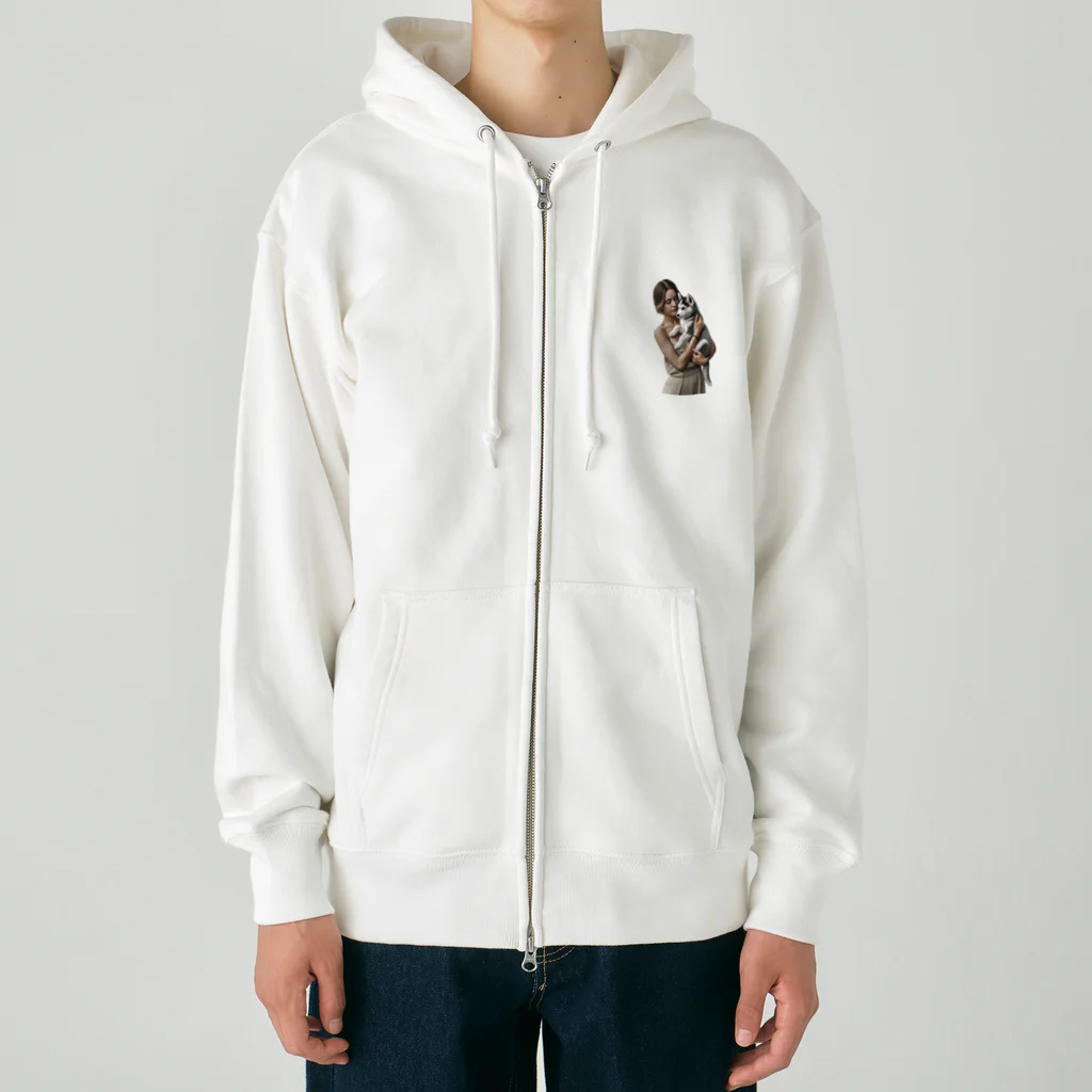 やまけんのかわいさ満点！子犬のハスキー！ Heavyweight Zip Hoodie