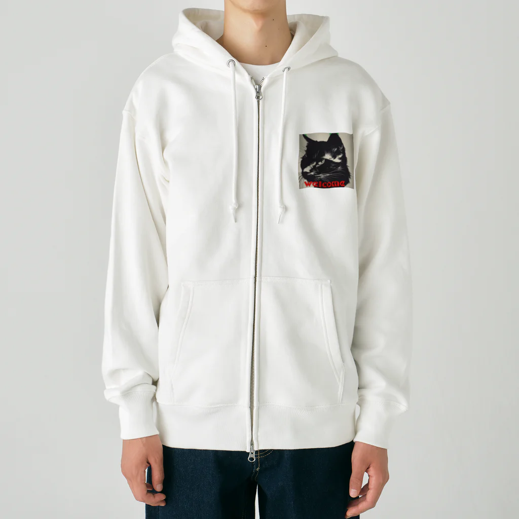 kk-welcomeの黒猫登場Ⅰ Heavyweight Zip Hoodie