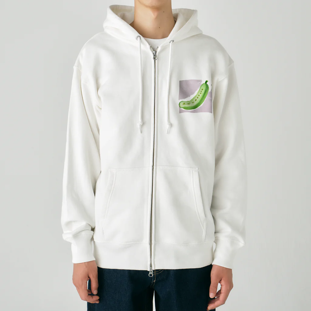 かるるんショップのきゅうりシリーズ　水彩きゅうり Heavyweight Zip Hoodie