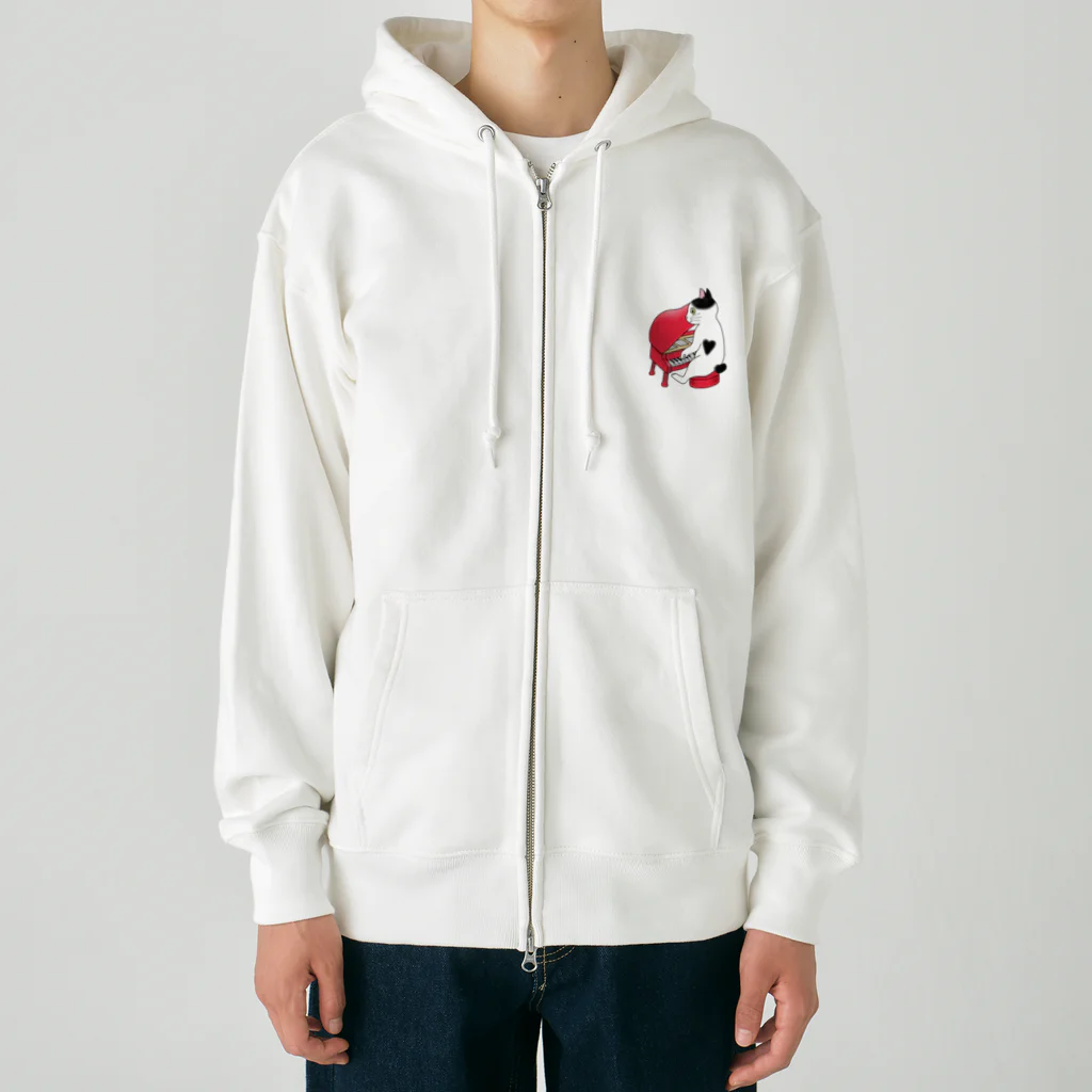 Ａｔｅｌｉｅｒ　Ｈｅｕｒｅｕｘのピアノを弾く猫 Heavyweight Zip Hoodie