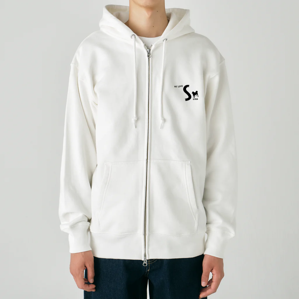 onehappinessのMY LOVE SHIBA（柴犬） Heavyweight Zip Hoodie