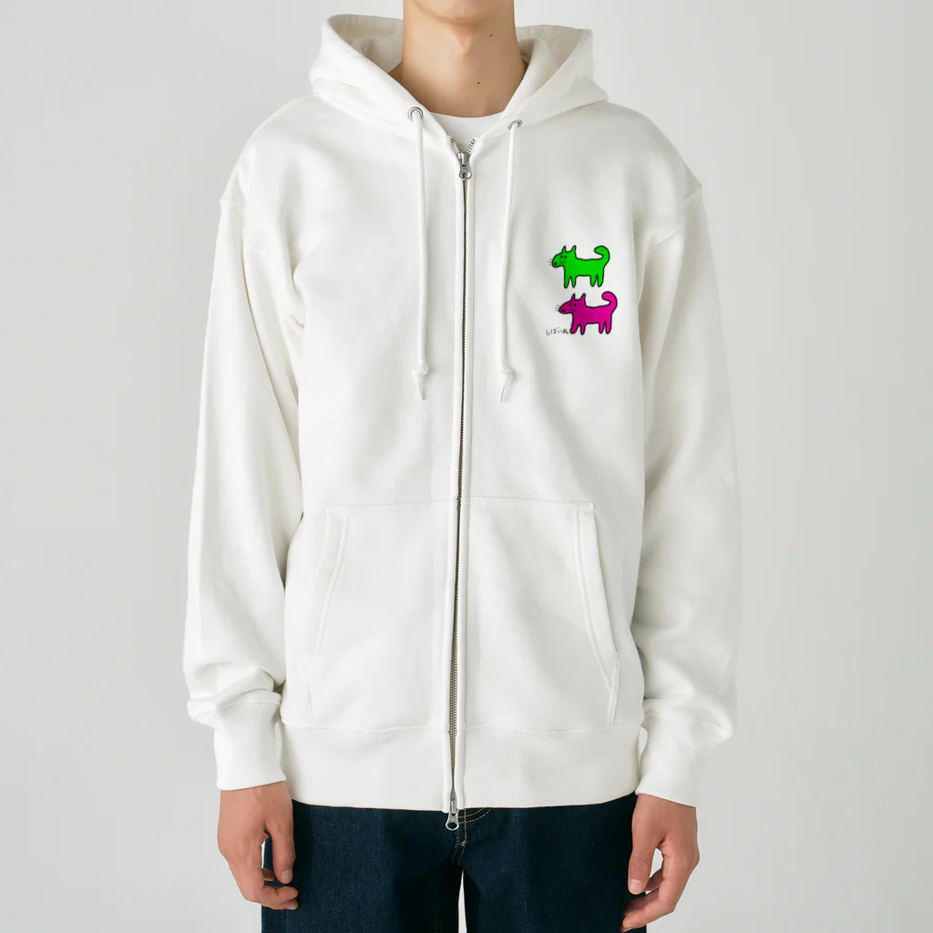 柴犬しばわんこhana873のしばいぬさんたち(ピンクと黄緑)柴犬さんたち Heavyweight Zip Hoodie