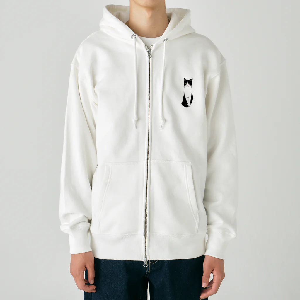 小鳥と映画館のお利口さんのハチワレちゃん Heavyweight Zip Hoodie