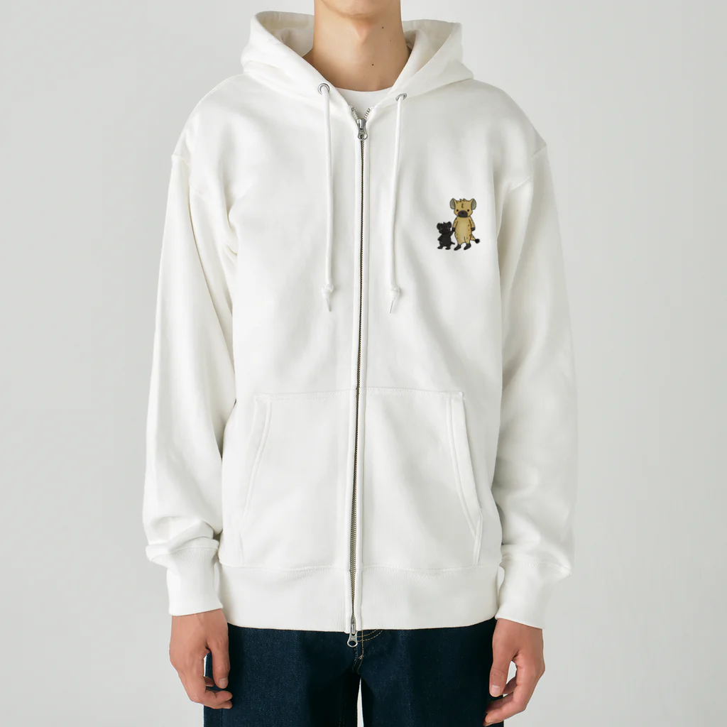 有限会社サイエンスファクトリーのブチハイエナの親子 Heavyweight Zip Hoodie