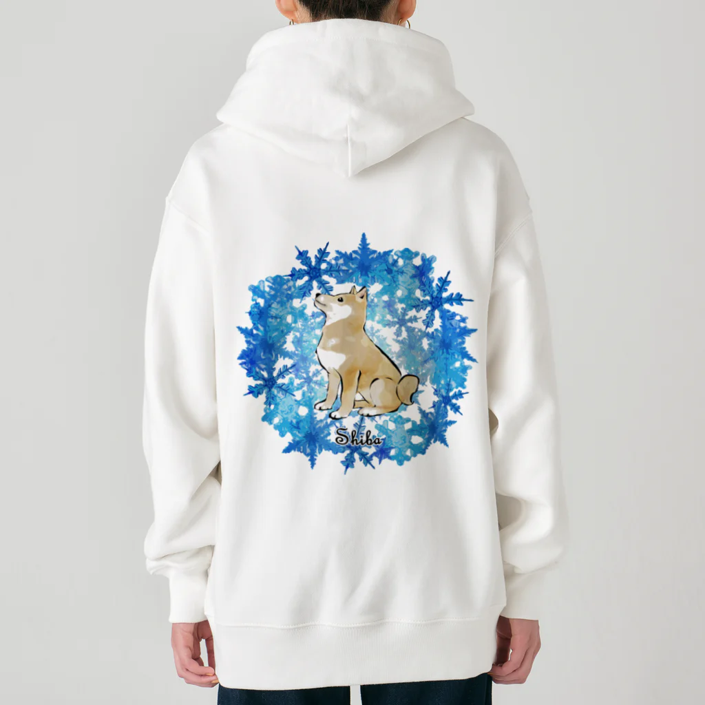 犬グッズの店しえるぶるーの冬のリース　雪の結晶　柴犬 Heavyweight Zip Hoodie