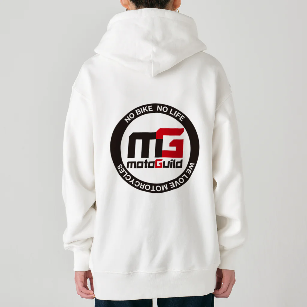 モトギルドのMGジップパーカー：ロゴ（ホワイト） Heavyweight Zip Hoodie