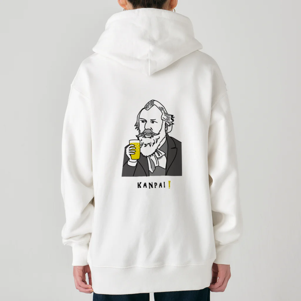 ビールとアート TM-3 Designの偉人 × BEER（ブラームス）黒線画 Heavyweight Zip Hoodie