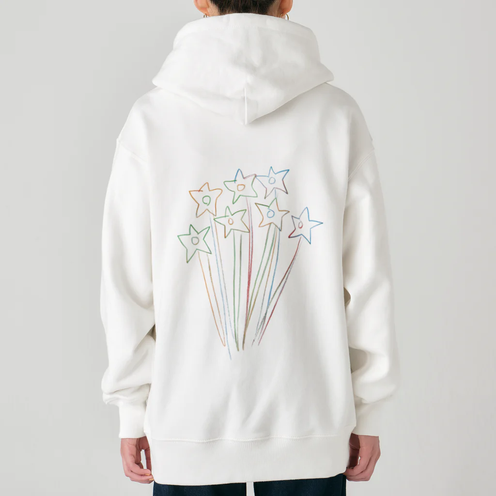 こどもと私の絵や粘土の花瓶に入った星の花 Heavyweight Zip Hoodie