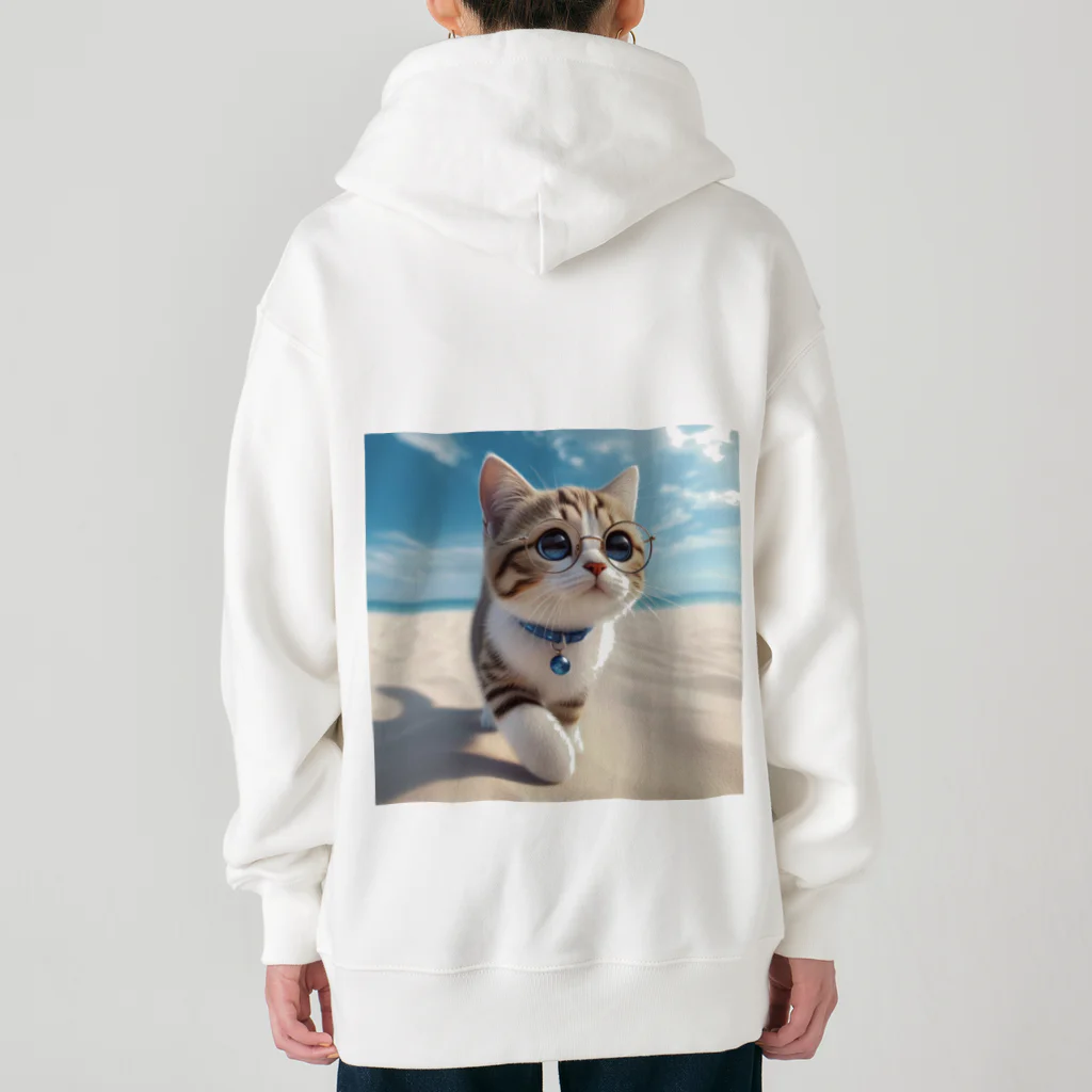 猫と紡ぐ物語の南国の海辺を歩く勇ましさに胸キュン猫 Heavyweight Zip Hoodie